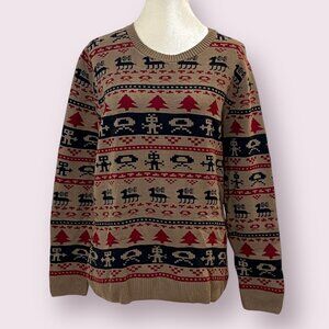 Run & Fly Men's Sweater Knit Christmas Brown Size XL Made in England Puulover